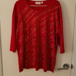 Quacker Factory 3/4 Sleeve Sequin Tunic Size 1X